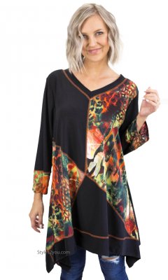 Lilou Pretty Woman Plus Size Patchwork Tunic In Multi Colors