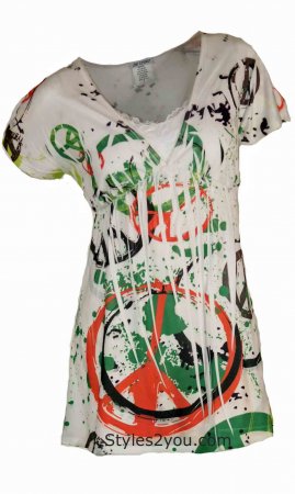 Peace Ladies Retro Baby Doll Tunic DP Sport Tunic