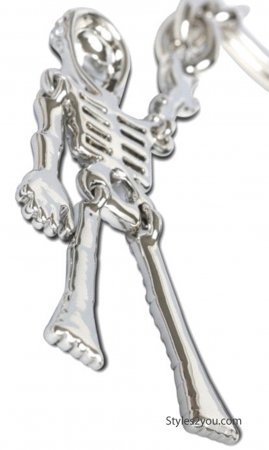 Skeleton Keychain With Clear Swarovski Crystals