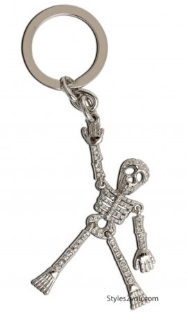 Skeleton Keychain With Clear Swarovski Crystals