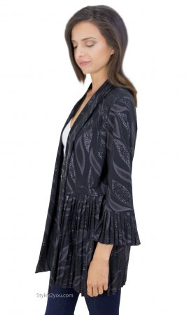 Madeline Pleated Jacket Black Reina Pretty Woman Jacket
