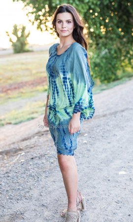 Peaceful Shirt Dress In Blues And Greens Sacred Threads Clothing