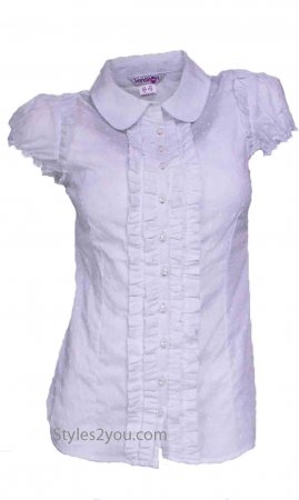 Poly Ladies Fitted Vintage Ruffle Blouse In White