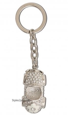 Flower Power Car Swarovski Crystal Car Keychain In White