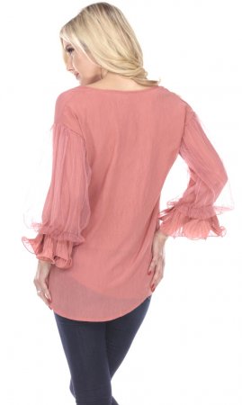 Tacoma Pretty Angel Long Sleeve Blouse In Coral