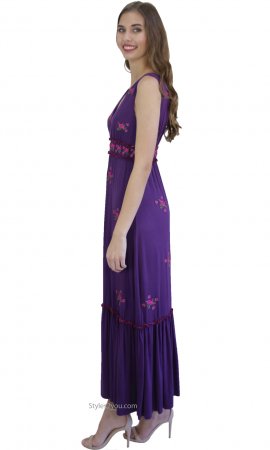 Rosemary Sleeveless Maxi Dress With Embroidered Roses