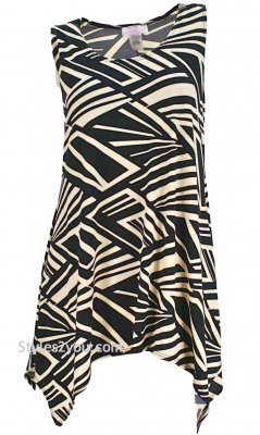 Zara Ladies Sleeveless Tank Tunic In Black & Tan