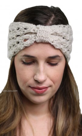 Crochet Headband Turban With Knot In Natural [MMH1204 With Love Knit ...