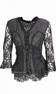 American Vintage Lace Blouse Steampunk Victorian Top In Blue My 