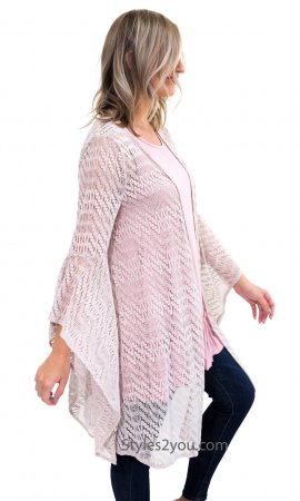 Edna Ladies Bell Sleeve Crochet Bohemian Hippy Cardigan Natural [ET8741 ...