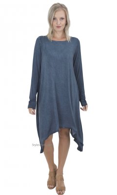 Urban Long Sleeve Knit Oil Washed Dress In Faded Ash [ED3353L Ash Easel ...