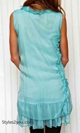 Penelope Ladies Sleeveless Victorian Tunic Aqua Pretty Angel Top