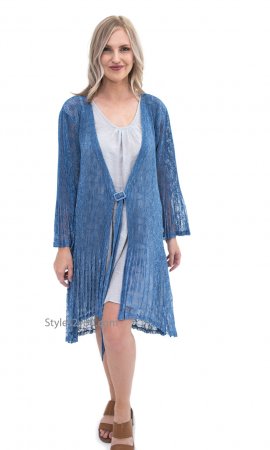 Iowa Ladies Silk Lace Duster Cardigan With Buckle In Blue [ALLS81421BL ...