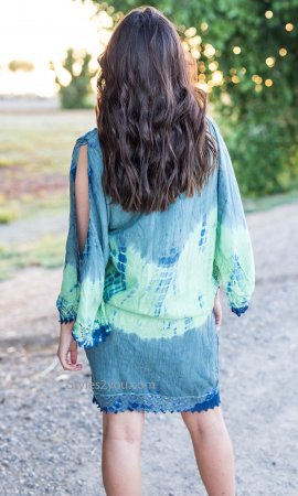 Peaceful Shirt Dress In Blues And Greens Sacred Threads Clothing