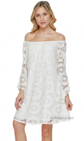 Utah Crochet On or Off The Shoulder Plus Size Ivory Dress Tunic ...
