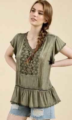 Ingraham Short Sleeve Vintage Reproduction Top Olive