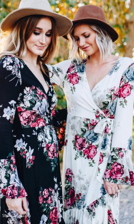 Jolene Floral Ruffle Side Wrap Maxi Dress In Natural