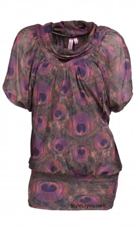 Myra Peacock Short Sleeve Ladies Retro Boho Shirt Dress