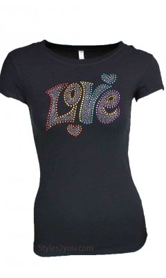Love Rhinestone Top In Black