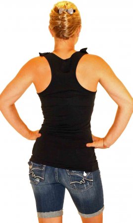 Ruffle Racerback Tank In Black