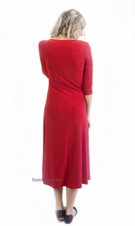Monique Scoop Neckline 3/4 Sleeve Princess A-Line Red Dress