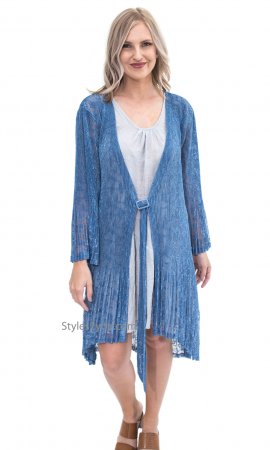 Iowa Ladies Silk Lace Duster Cardigan With Buckle In Blue [ALLS81421BL ...