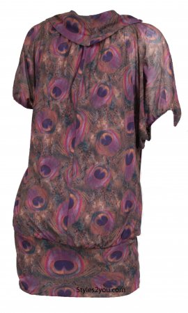 Myra Peacock Short Sleeve Ladies Retro Boho Shirt Dress