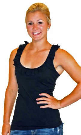 Ruffle Racerback Tank In Black