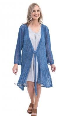 Iowa Ladies Silk Lace Duster Cardigan With Buckle In Blue [ALLS81421BL ...