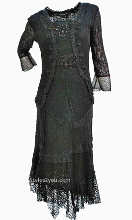 Tory PLUS SIZE Ladies Retro Vintage-Victorian-Western Top Black
