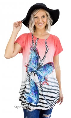 Tristan Pretty Angel Ladies Bohemian Oversized Top In Pink