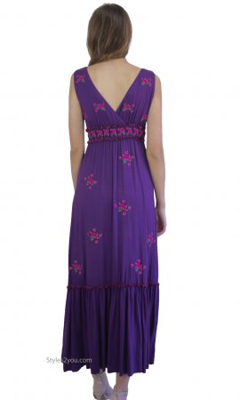 Rosemary Sleeveless Maxi Dress With Embroidered Roses