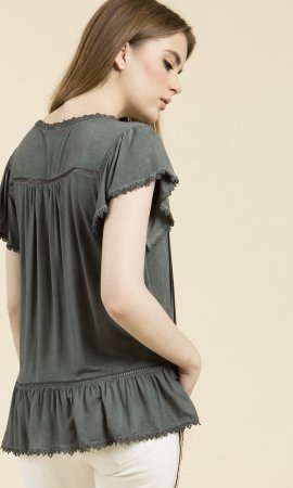Ingraham Short Sleeve Vintage Reproduction Top Charcoal