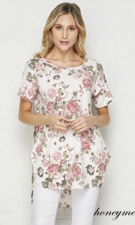 Jenny Ladies Floral Tunic Blouse In Ivory [T80621-2037 Ivory Honeyme ...