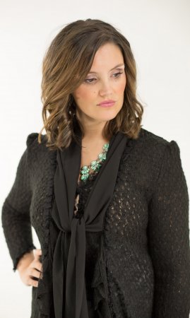 Phoebe Ladies Layered Sweater Cardigan In Black Pretty Angel Top