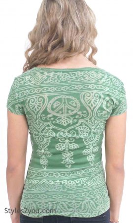 Henna Top With Rhinestones In Green