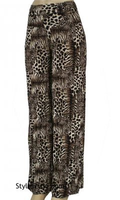 Paige Ladies Wide Leg Palazzo Pant In Animal Print Brown