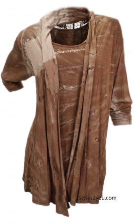 Nola Ladies Two Piece Blouse Set In Browns