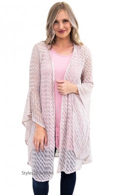 Edna Ladies Bell Sleeve Crochet Bohemian Hippy Cardigan Natural [ET8741 ...