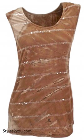 Nola Ladies Two Piece Blouse Set In Browns