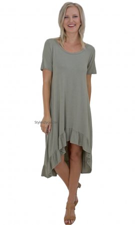 Morrison Oversize Hi Low Ruffle Layering Extender Tunic In Olive ...