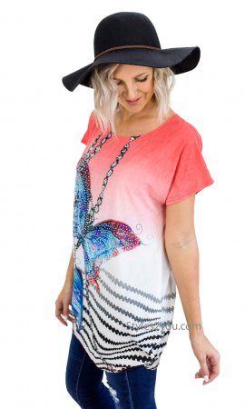 Tristan Pretty Angel Ladies Bohemian Oversized Top In Pink