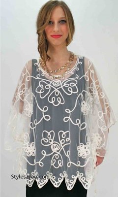 Reina Ladies Western Vintage Victorian All Lace Top In White