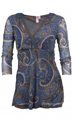 Paisley Dressy Travel Blouse In Blues & Browns Sweet Pea Blouse