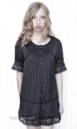 Meeka Ladies Short Sleeve Classic Blouse In Dark Gray