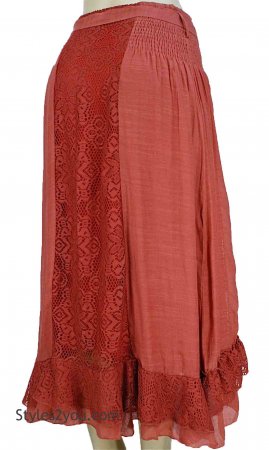 Jana Vintage Lace Bohemian Western Skirt In Rust Pretty Angel