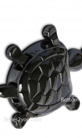 Turtle Keychain In Gun Metal With Emerald Swarovski Crystals