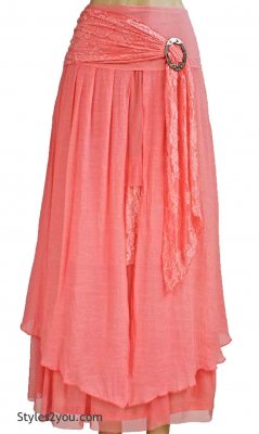 Alabama Ladies Vintage Victorian, Western Belted Skirt Coral