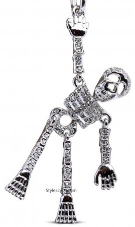 Skeleton Keychain With Clear Swarovski Crystals