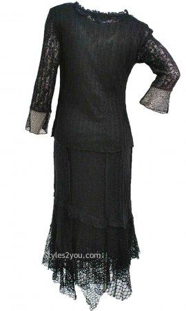 Tory PLUS SIZE Ladies Retro Vintage-Victorian-Western Top Black